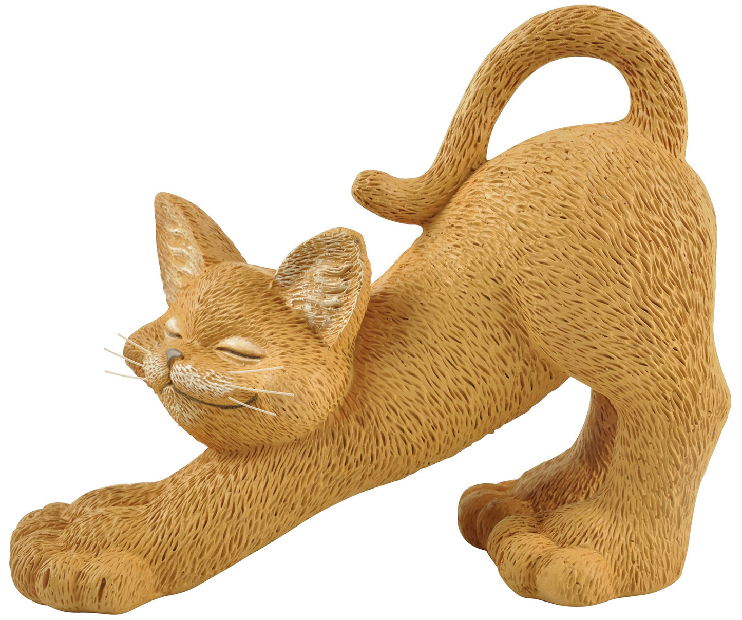 Stretching Orange Cat Figurine – 3 Inch Cute Cat Statue, Yoga Cat Decor for Home, Desk or Shelf, Rustic Cabin Style Animal Figurine Gift for Cat Lovers