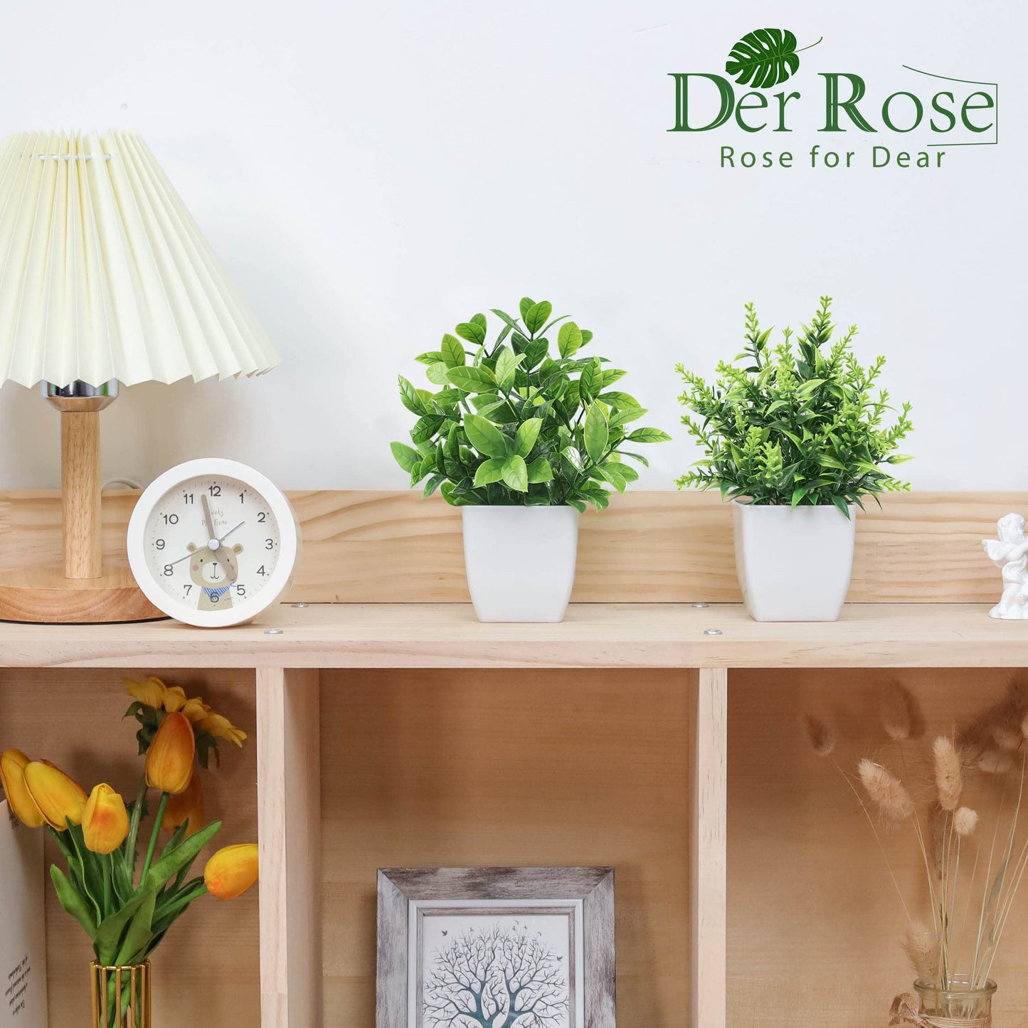 Der Rose Bundle of 4Pcs Fake Plants Hanging and 2 Pack Fake Plants Small for Living Room Bedroom Boho Wall Shelf Indoor Outdoor Decor