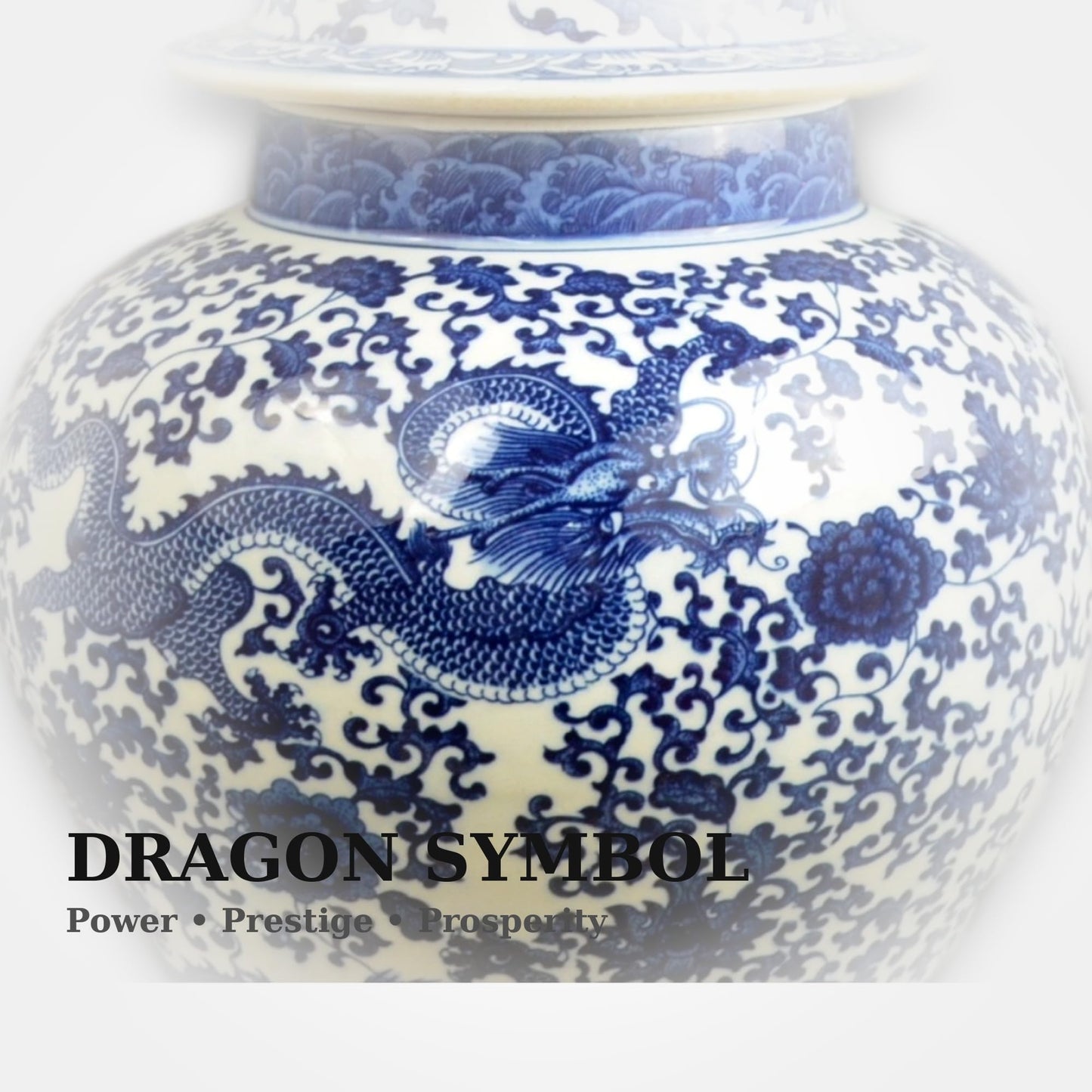 20" Classic Blue and White Floral Porcelain Ceramic Temple Ginger Jar Vase, Large China Qing Style (Dragon1)