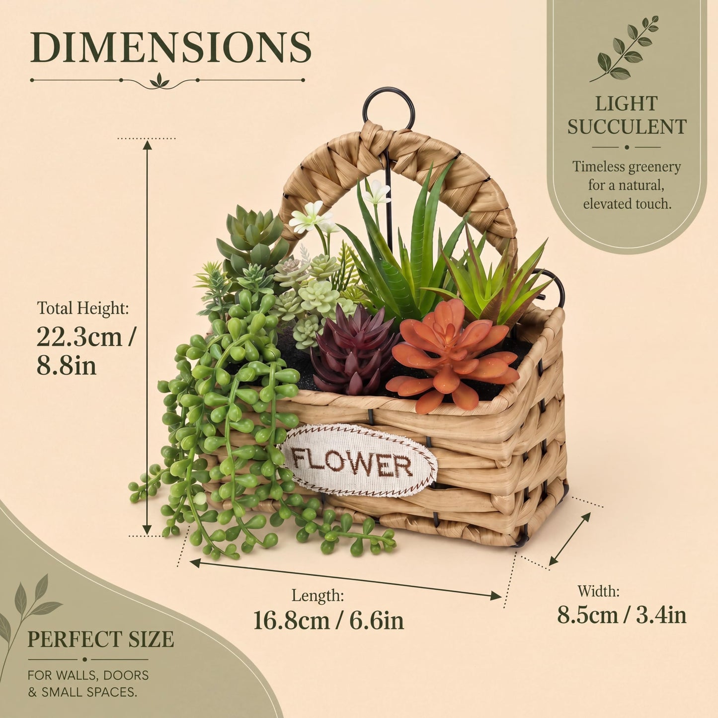 Gresorth 9 Pcs Fake Succulents Hanging Assorted Plants in Woven Basket Artificial Succulent Plant Arrangement Faux String of Pearls Aloe Aeonium Decoration Cabinet Shelf - 8.8 Inch
