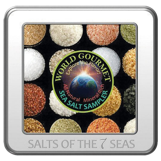 Salts of the 7 Seas Gourmet Sea Salt Sampler, 16 Unrefined All-Natural Sea Salts, Gift Set for Cooking, Grilling & Finishing