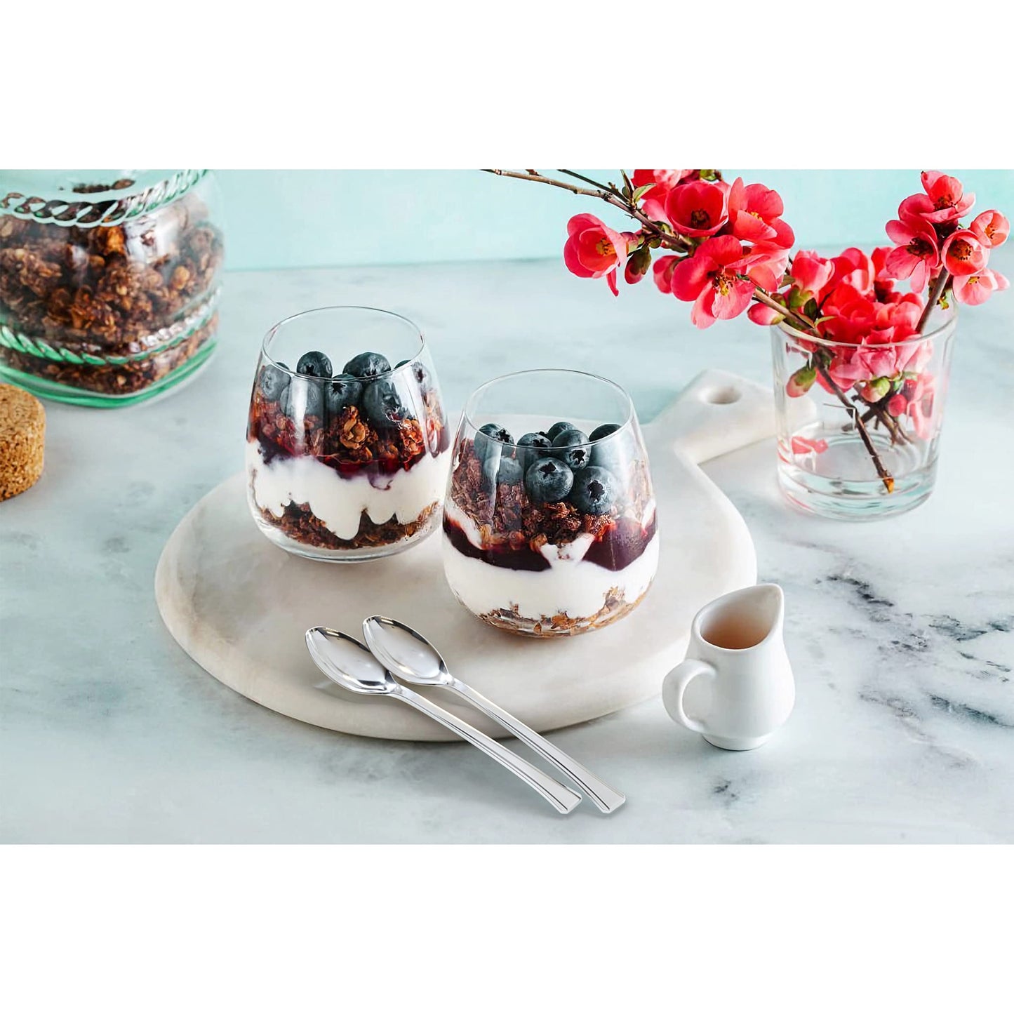 Mini Dessert Spoons - Bulk Pack of 100 Mini Silver Disposable Spoons - 4 Inch Plastic - Bpa Free - Food Safe