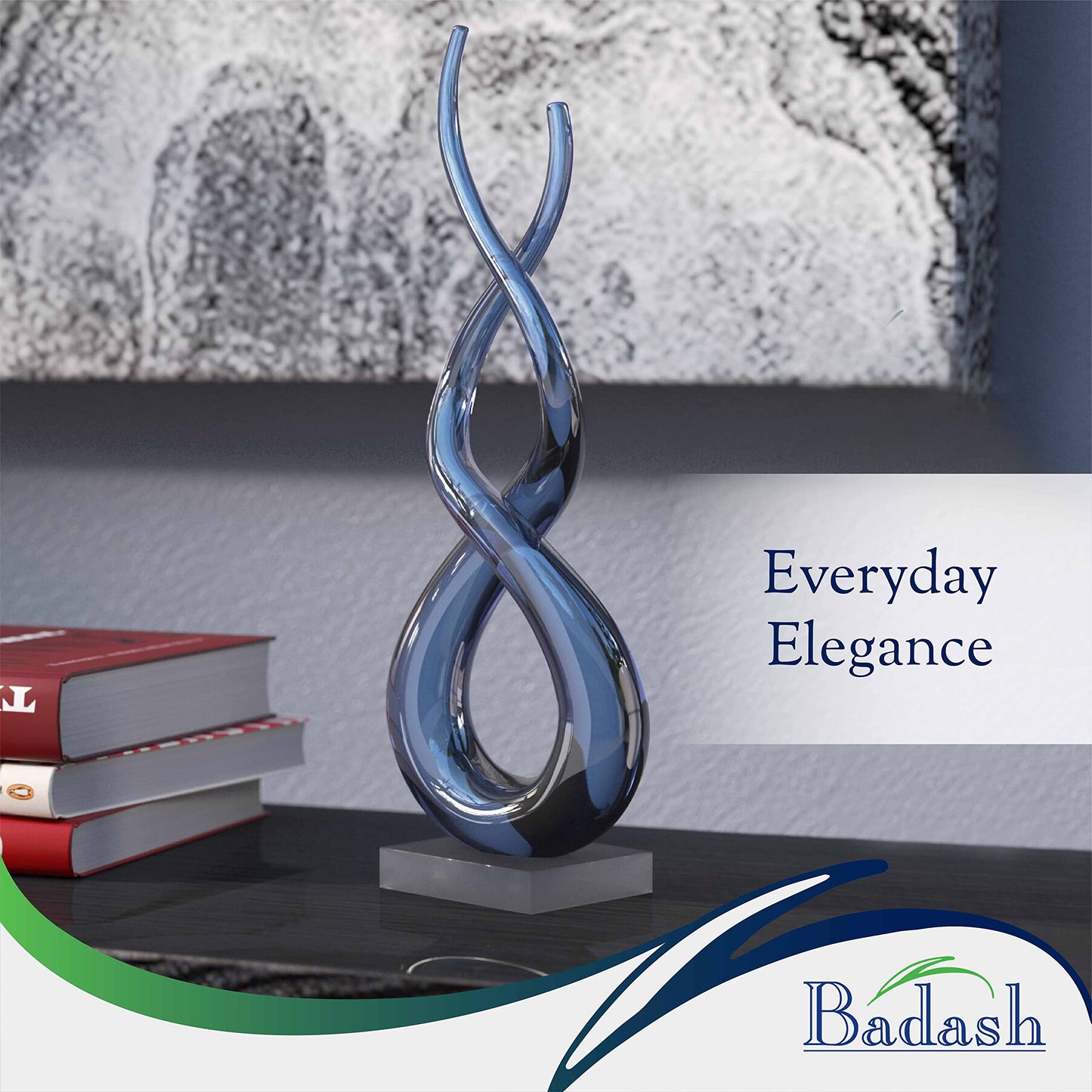 Badash Touch of the Blues Murano-Style Art Glass Sculpture, 18 Inch