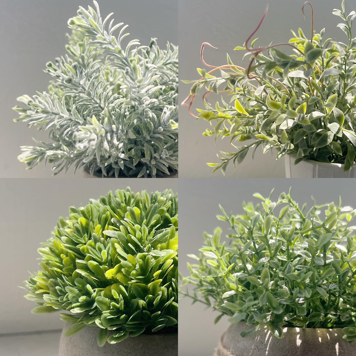 PENGYEE 4 Pack Small Fake Plants in White Pulp Pot for Home Decor