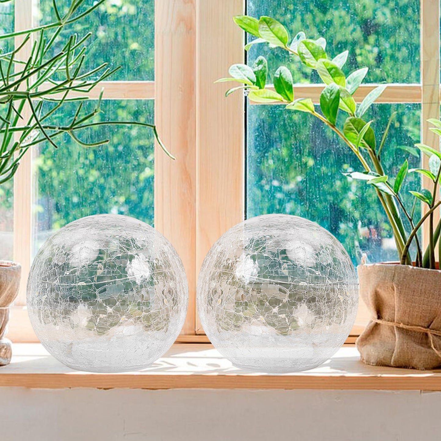 6 Inches Crackle Globe LED Lamp Battery Operated, Gold Mercury Crackled Glass Ball Light with Bottom Switch for Festival Christmas Decoration, Home Living Room Indoor