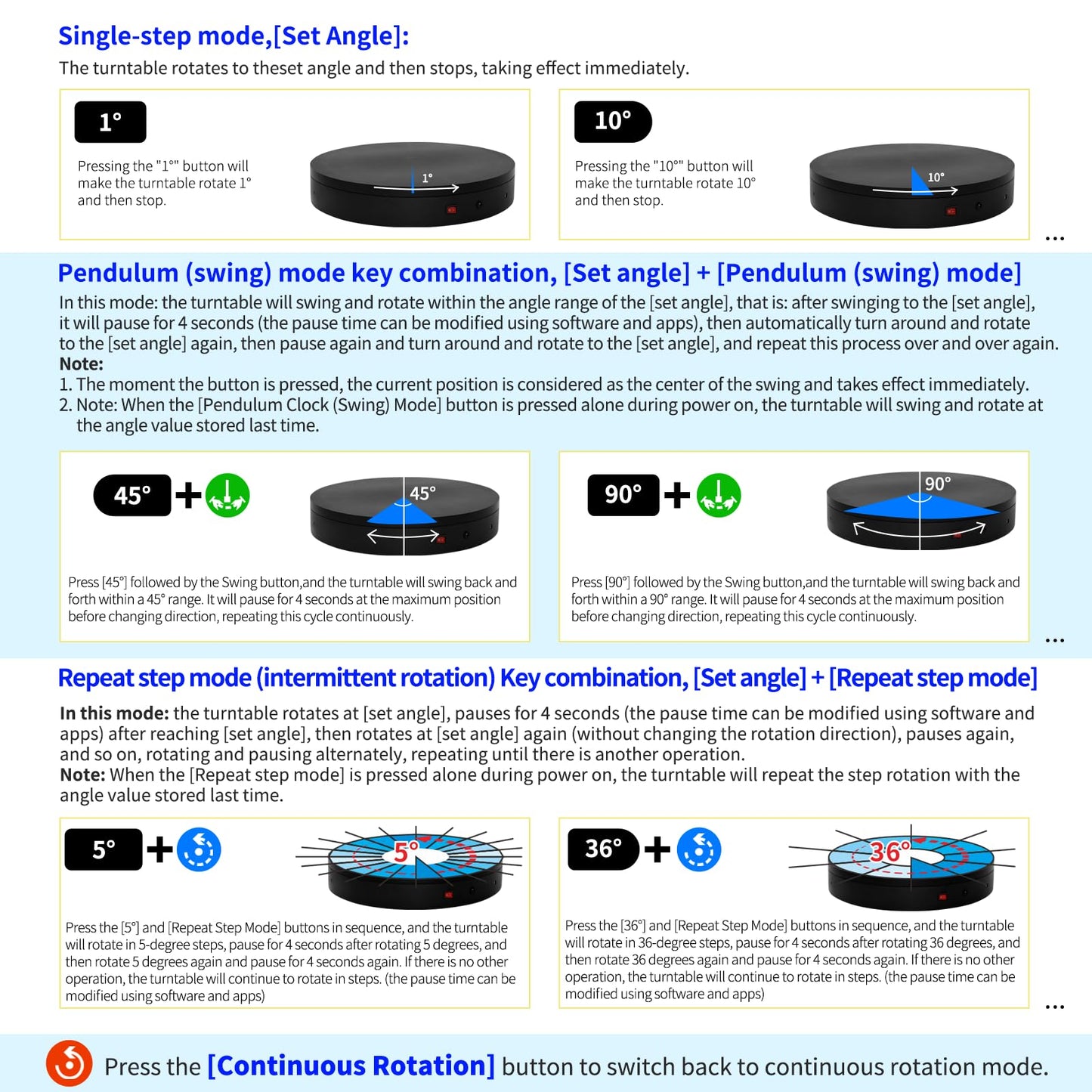 Programmable Motorized Electric Turntable Command-Controlled Rotating Platform Photography Turntable Secondary Development Motorized Electric Lazy Susan for 3D Scaner or Display with USB/Bluetooth