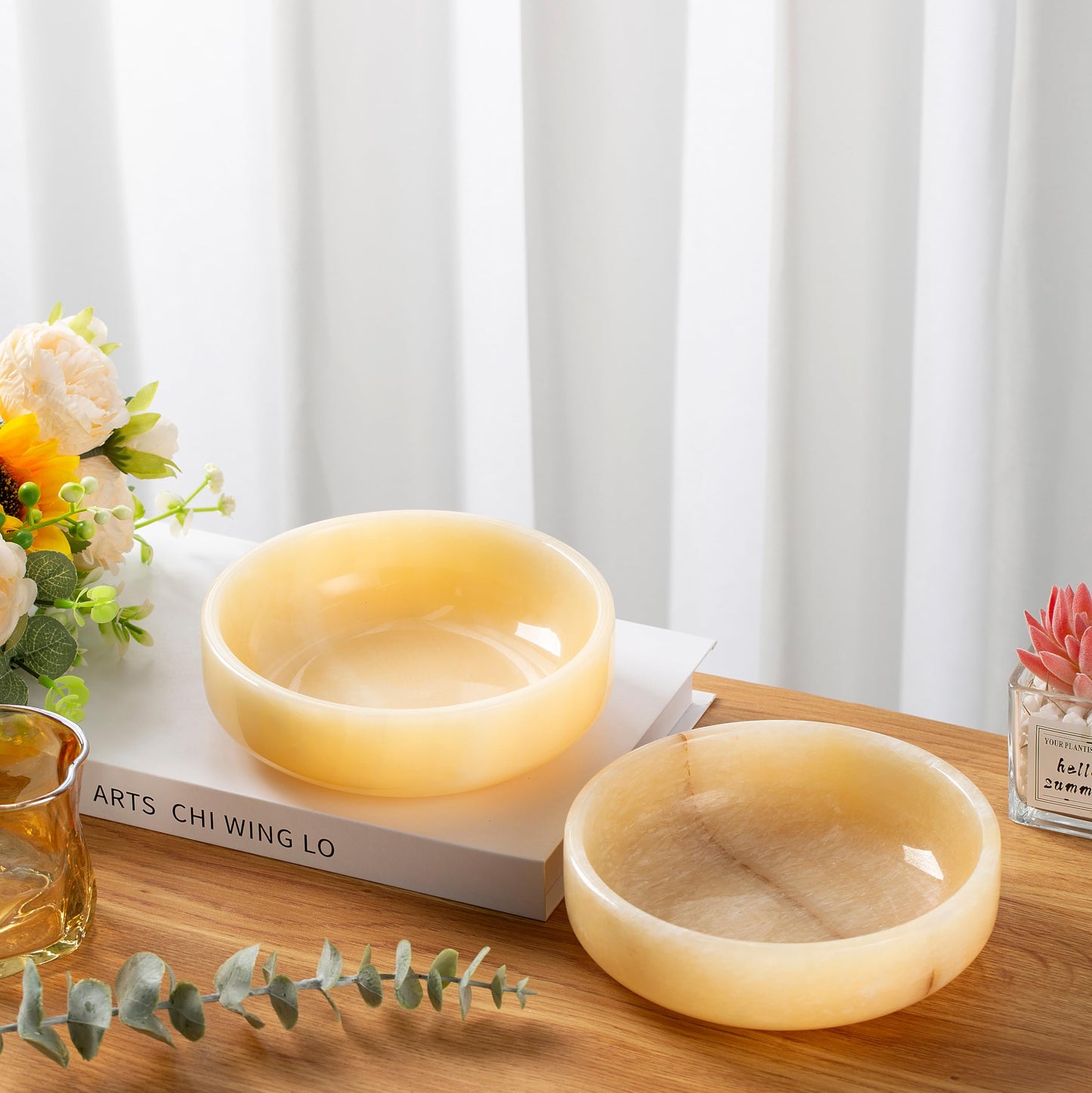 NEAMVCT Natural Topazite Decorative Bowl for Home Decor, 6.29Inch Handmade Marble Stone Catchall Bowl for Coffee Table Centerpiece, Key, Fruit, Soap Serving, Coins Tray for Entryway & Kitchen