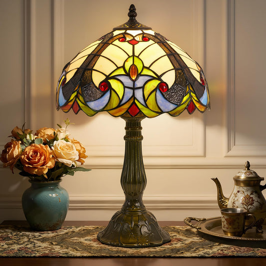 Rynxphera Tiffany Table Lamp,12 in Baroque Liaison Stained Glass Style Lamp