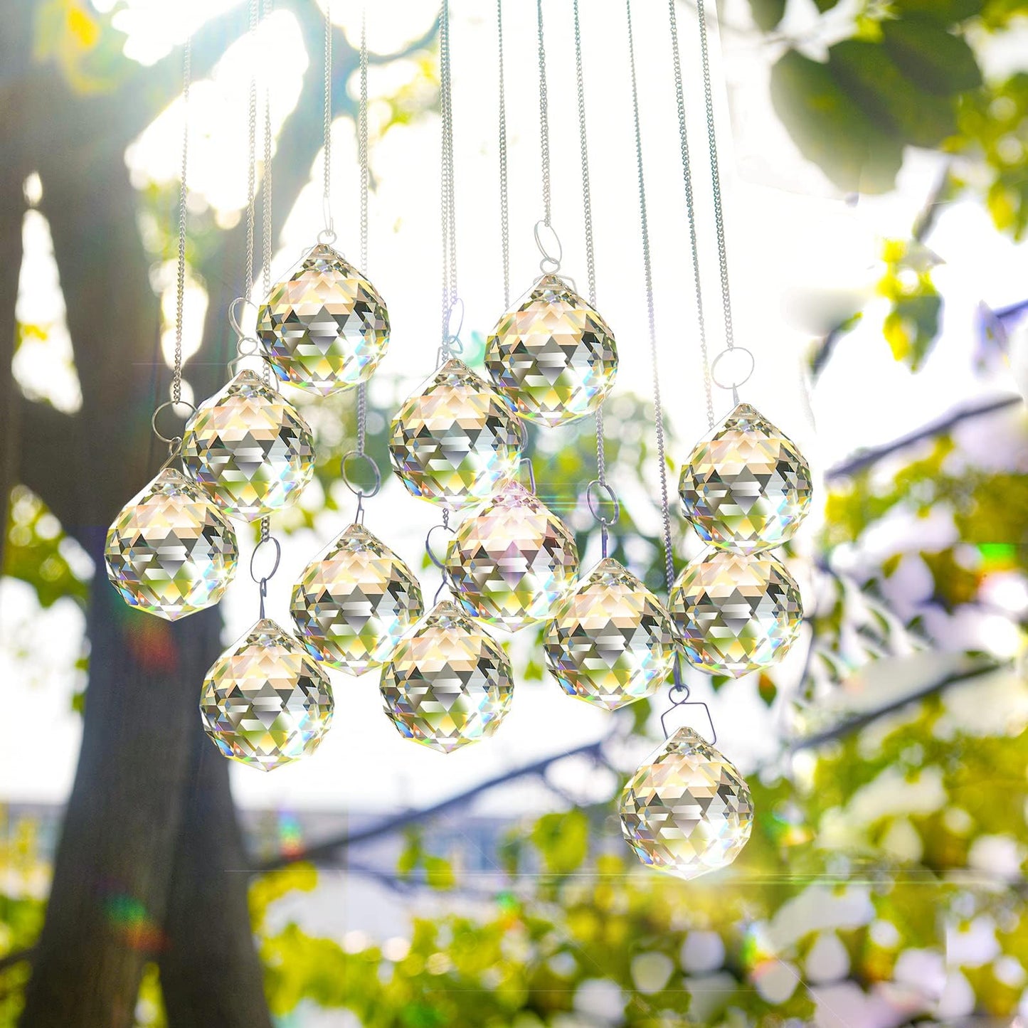 MerryNine 40mm Clear Crystal Ball Prism Sunshine Catcher Rainbow Pendants Maker, Hanging Crystals Prisms for Windows, for Feng Shui, for Gift(40mm/1.57" 10pack)
