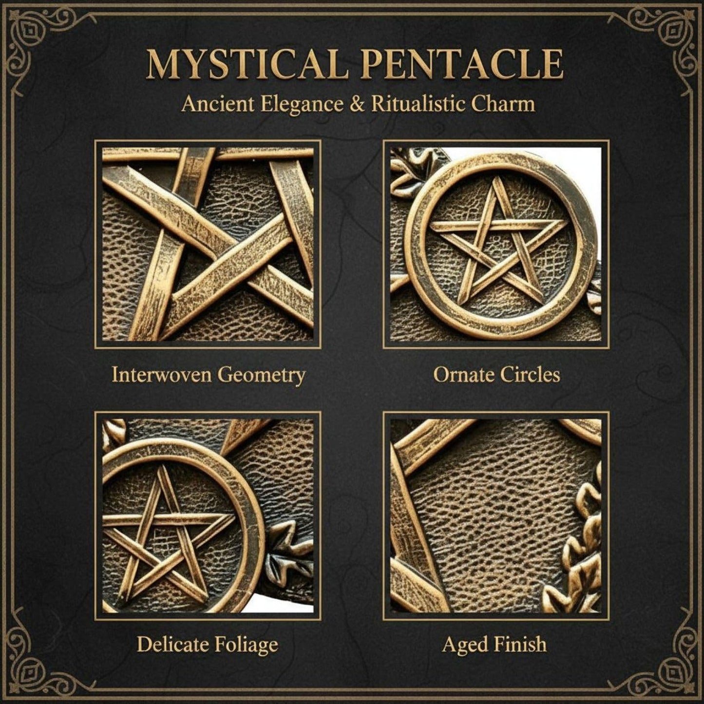 Pentacle Star Candle Holder, Resin Tealight Holder Tray with 5 Sockets, Golden Altar Supplies, 8.7 in Astrology Pentacle Altar Plate for Rituals, Spells, Home Decor