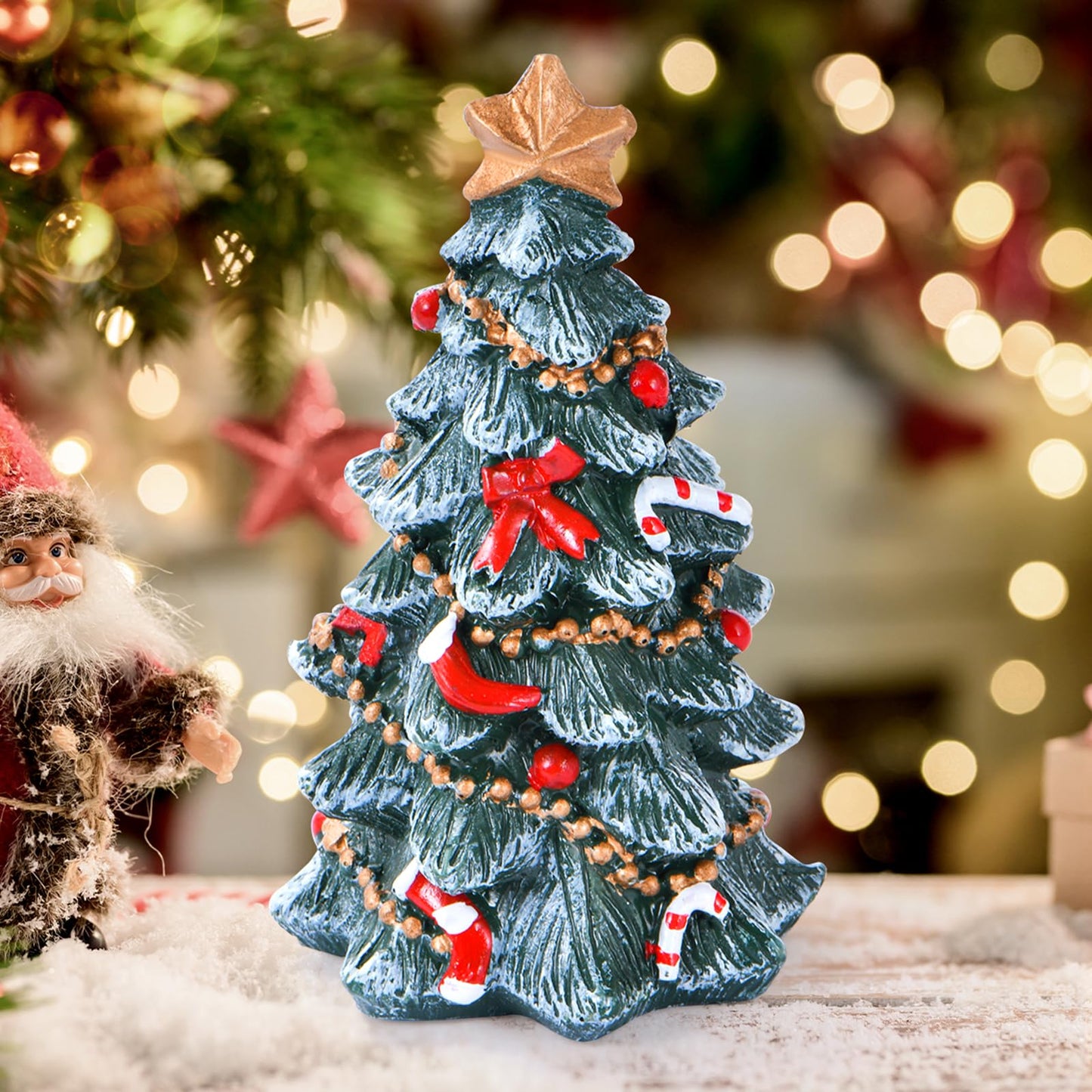 Christmas decor Figurine, Resin Xmas Tree Ornament for Table Top (Tree)