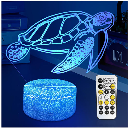YODAFOOR Sea Turtle Gifts for Turtle Lover, 3D Nursery Night Light Lamp, Multi Color Change Timer Dimmalbe Remote Control, Bedroom Ocean Theme Decor, Birthday Gift for Boy Girl Kids Teens Women Men
