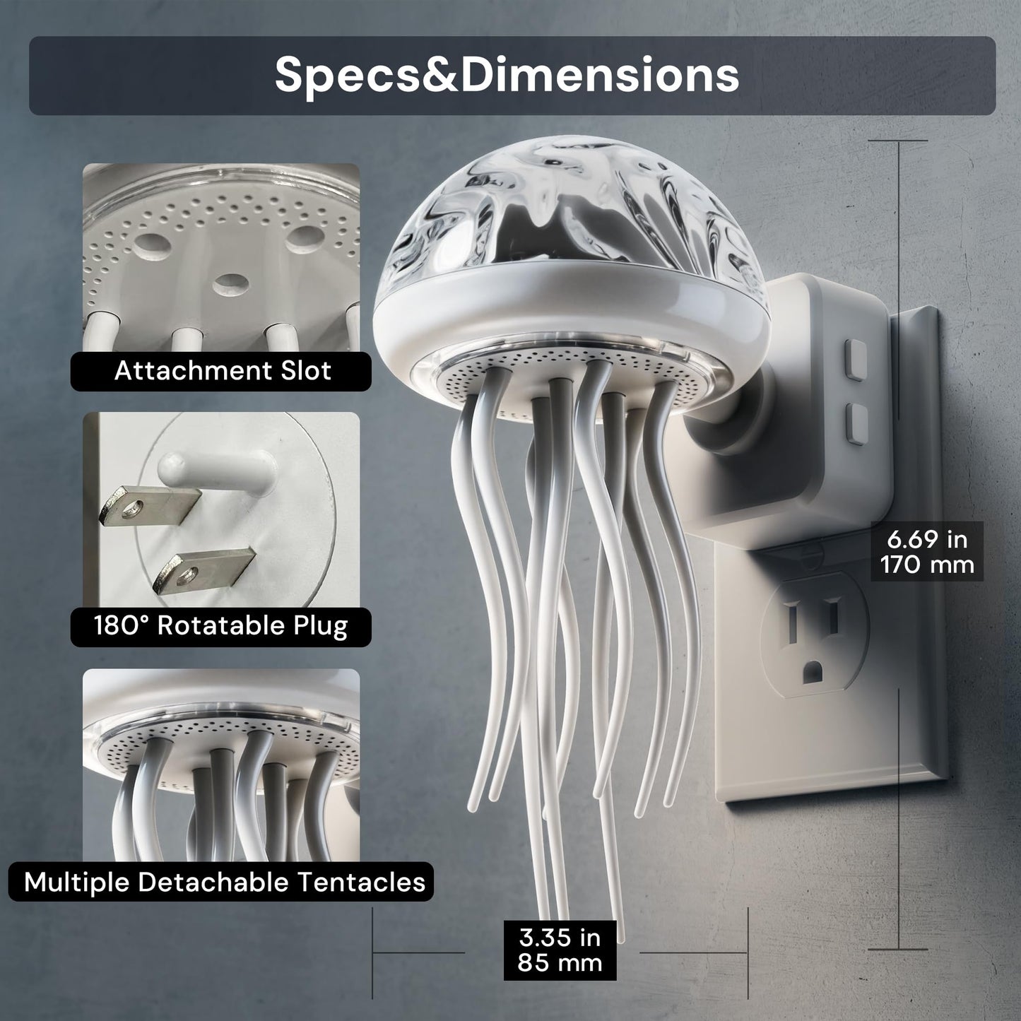 L LOHAS LED Night Lights Plug Into Wall, Night Lights Jellyfish Projector with Dusk to Dawn Sensor, 180°Dynamic Rotating Night Light for Kids Adults Teen Girl Gifts Room Decor Aesthetic