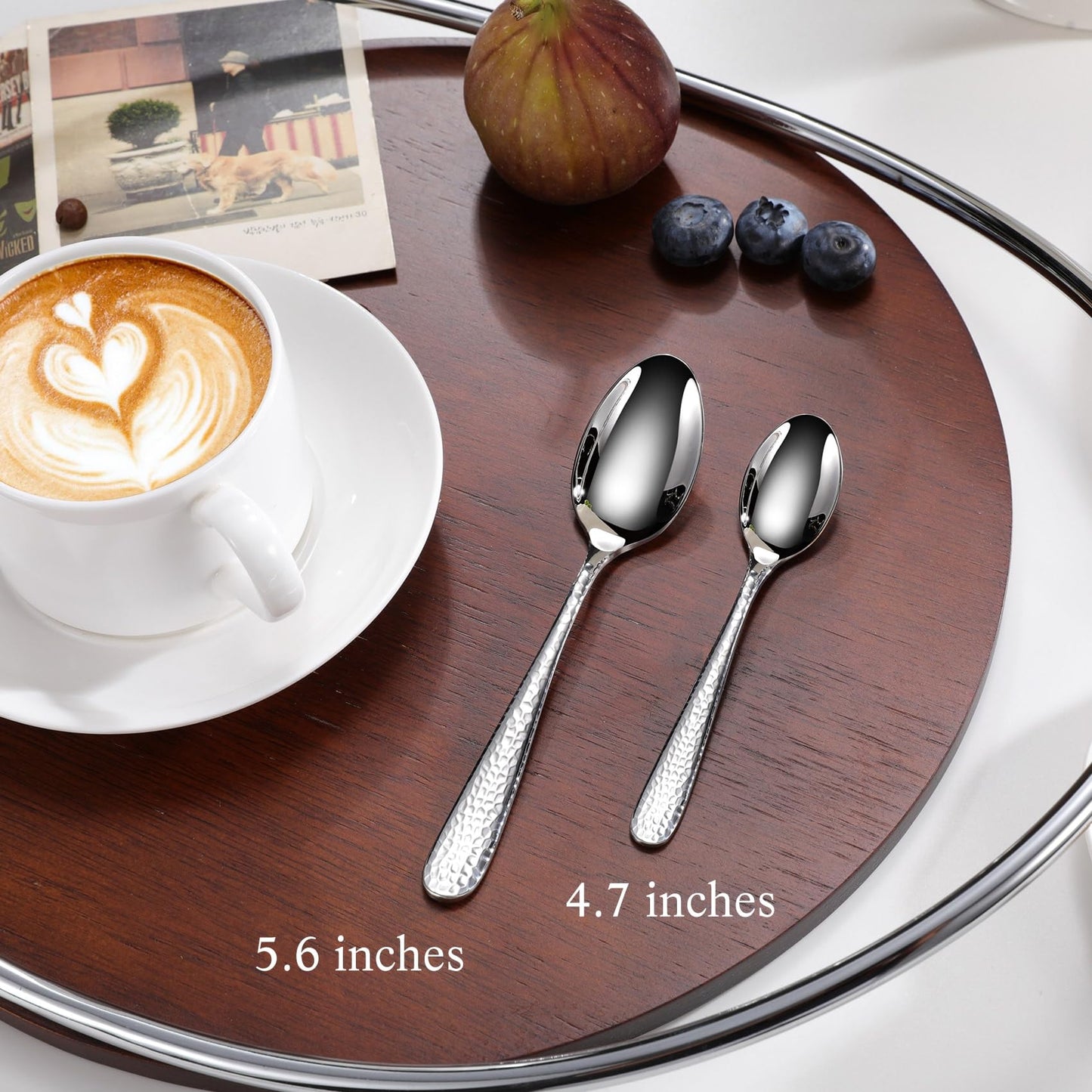 KEAWELL Premium 4-Piece Louise Hammered Spoons Set, 18/10 Stainless Steel, Set of 4, Fine Spoon Set with Round Edge, Dishwasher Safe (5.6" Small Spoons)