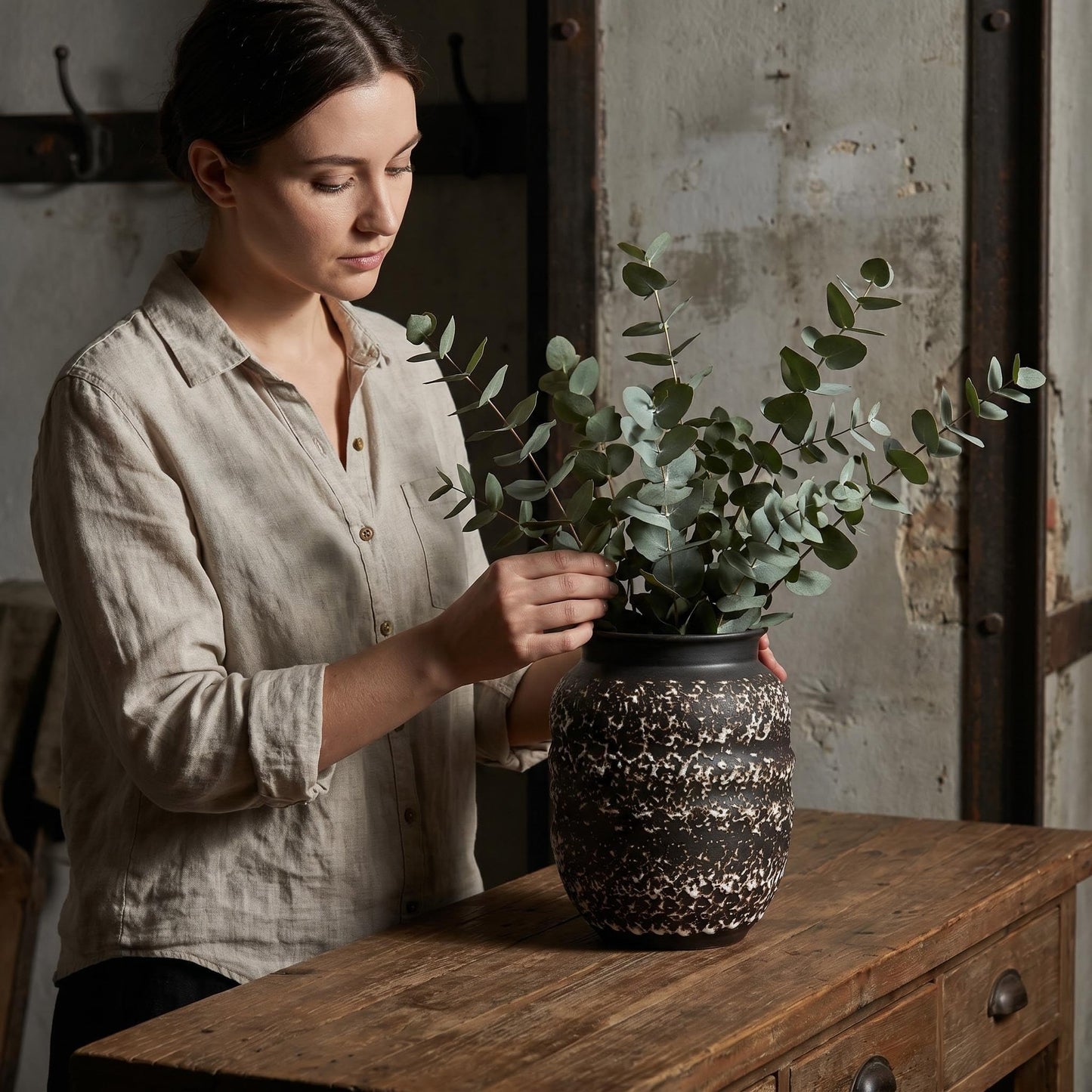 ZgdLScyF 8 Inch Handcrafted Rustic Ceramic Flower Vase