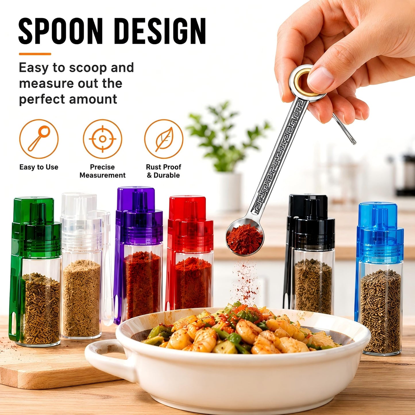 6 PCS Mini Spice Containers with Spoon, Portable Leak Proof Airtight Seasoning Set for Camping, Backpacking, BBQ, RV, Kitchen and Outdoor Cooking (12-Piece Set)