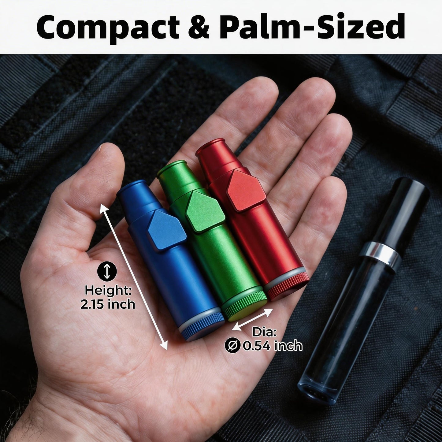 3 Pack Metal Spice Dispenser Mini Pepper Shaker OMO 2nd generation Portable Leak-Proof Storage Bottle (Blue Red Green)