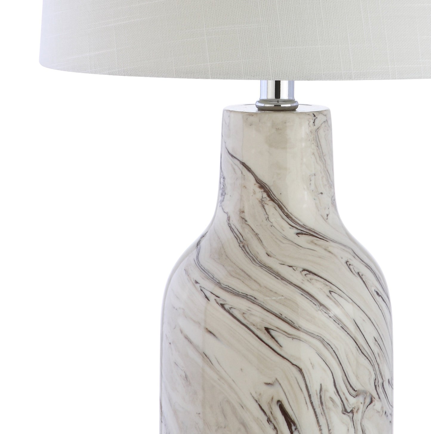 JONATHAN Y 23" Gray and White Marble Ceramic LED Table Lamp, Traditional Hand-Finished Bedside Lamp for Living Room Bedroom, White Linen Shade, LED Bulb Included JYL3004A