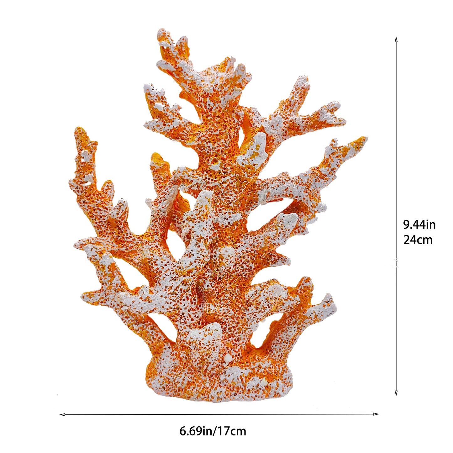 Etlemonde Beach Coastal Decor Coral Reef Home Decor Coral Statue Sculpture Home,Desk,Bathroom,Desktop Shelf Statue,Marine Themed Gifts (Golden Orange Coral)