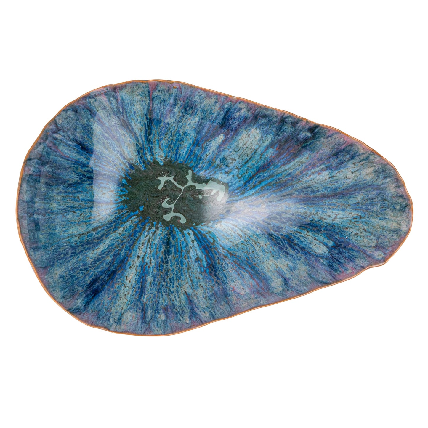 Bloomingville Azure Footed Stoneware Bowl, Blue