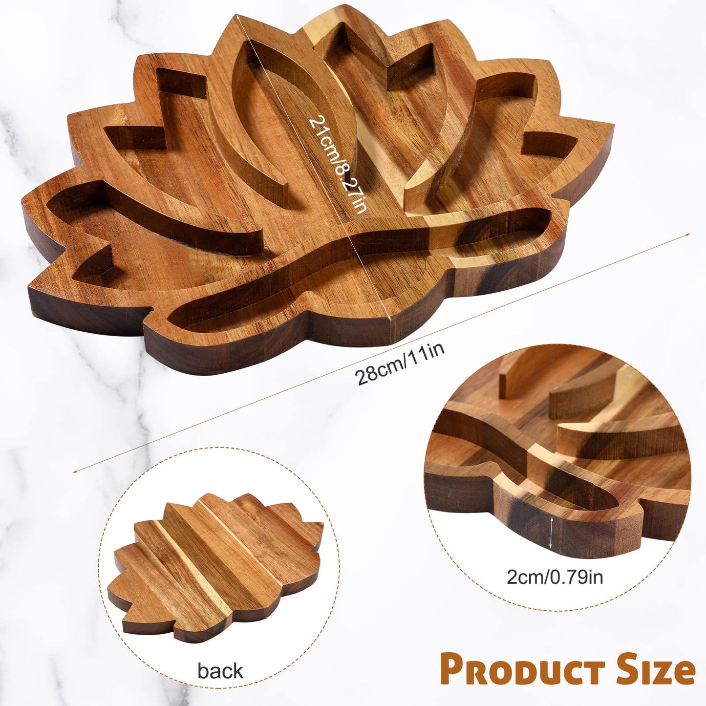 Vesici Lotus Crystal Tray for Stones Crystals and Healing Stones Flower Wooden Crystal Storage Holder Tray Lotus Shape Decorative Jewelry Display Trays Organizer Bowl Decor(Classic)