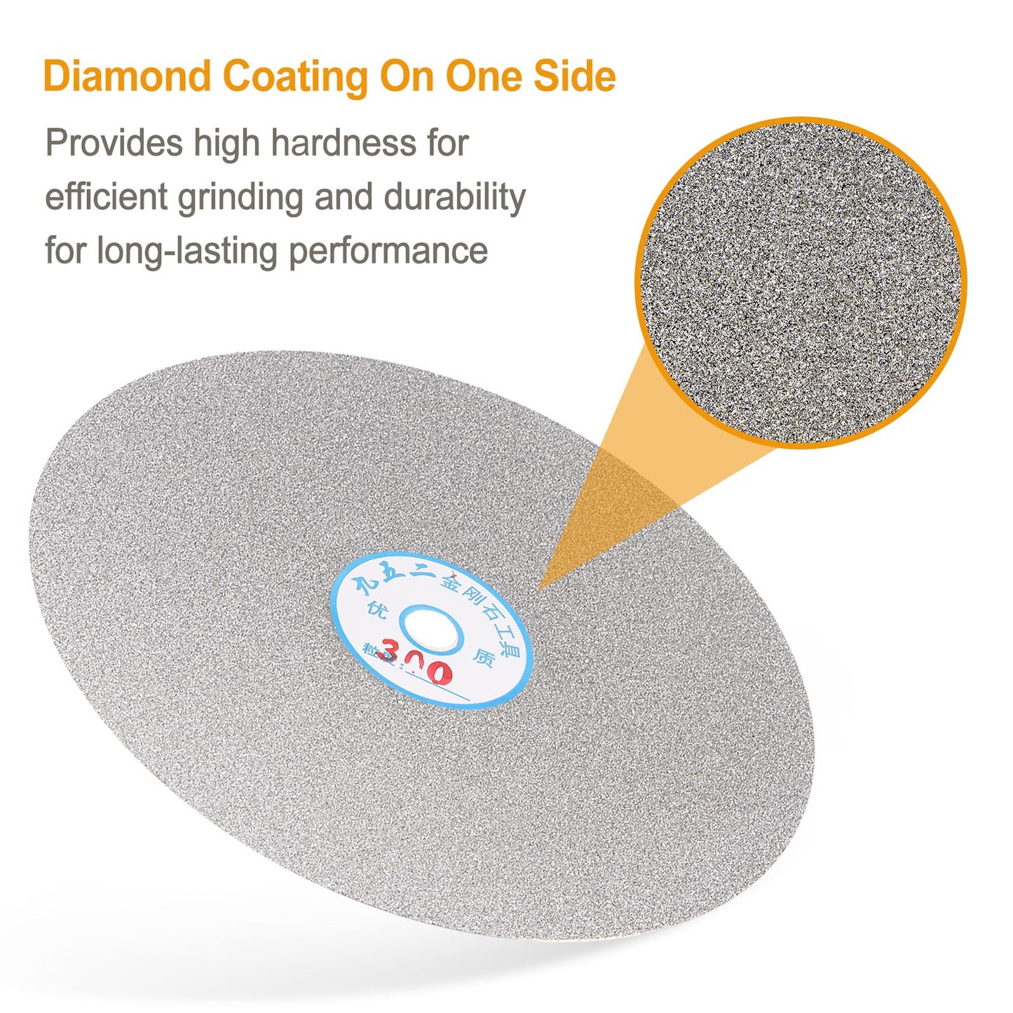 HARFINGTON Diamond Flat Lap Disc 8" x 1/2" Arbor 300 Grit Abrasive Diamond Coated Grinding Wheel for Grinding Sanding Lapping Polishing Ceramics, Glass, Stones, Gemstone