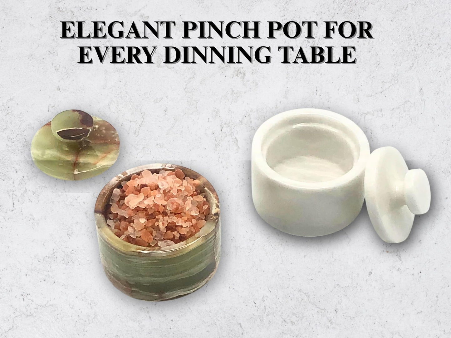 Marble Salt Cellar with Lid 2 Pack - Stone Salt Container for Countertop, Salt Box Keeper for Kitchen Counter, 3.5 oz OceanicX Marble Cellar Set (White Green)