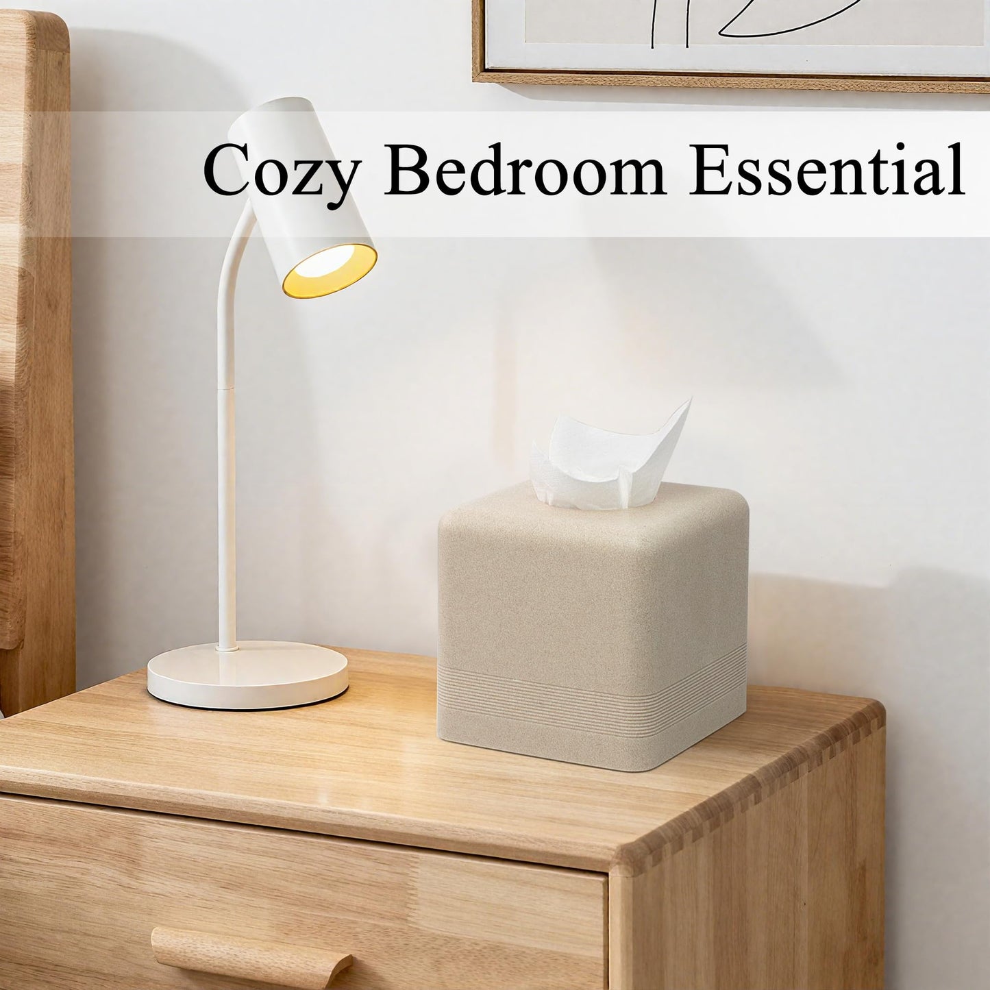YMXYJM Resin Tissue Box Cover, Modern Square Holder, Beige