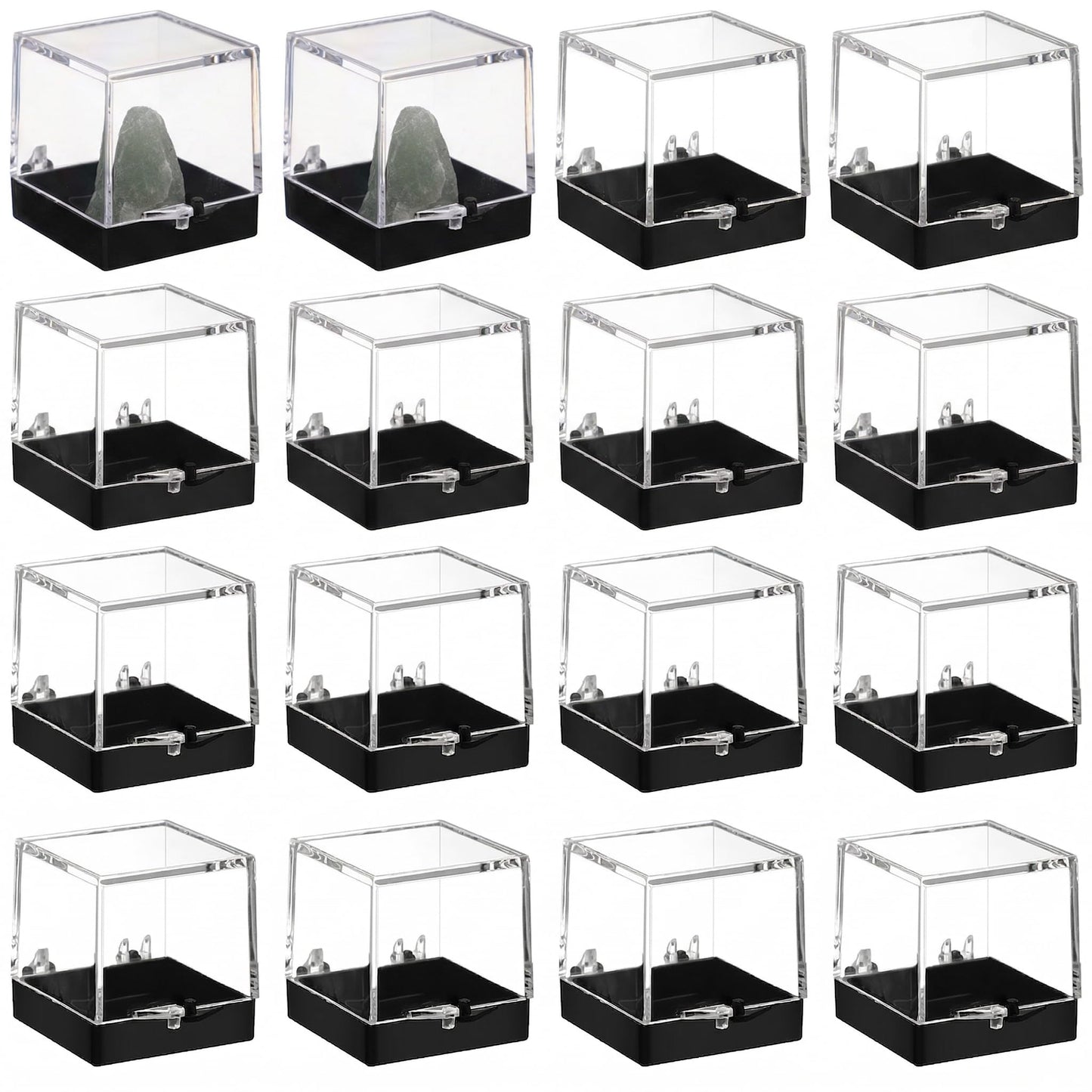12PCS Small Clear Box Plastic Transparent Mineral Display Box for Agate Slices Crystals Minerals Slab Coral Small Collectibles Natural Rock Science Samples