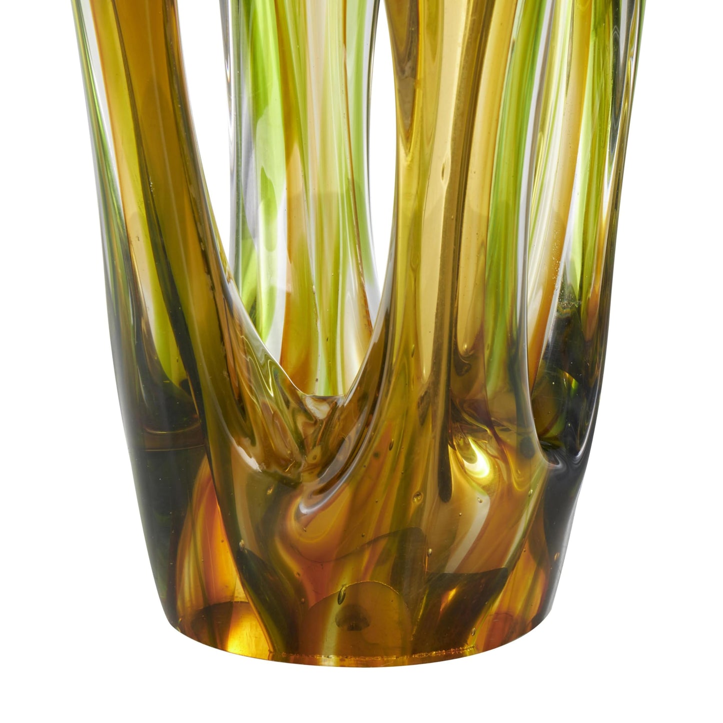 Deco 79 Glass Abstract Decorative Sculpture Ombre Cutout Home Decor Statue with Green Accents, Accent Figurine 6" x 9" x 21", Orange