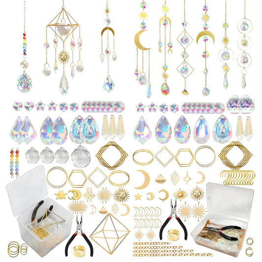 DIY Suncatcher Kit Crafts for Adults with Crystals Ball, Hanging Crystals Ornaments Decor for Home Office Festival Gifts for Women Family Friends 2 Colors