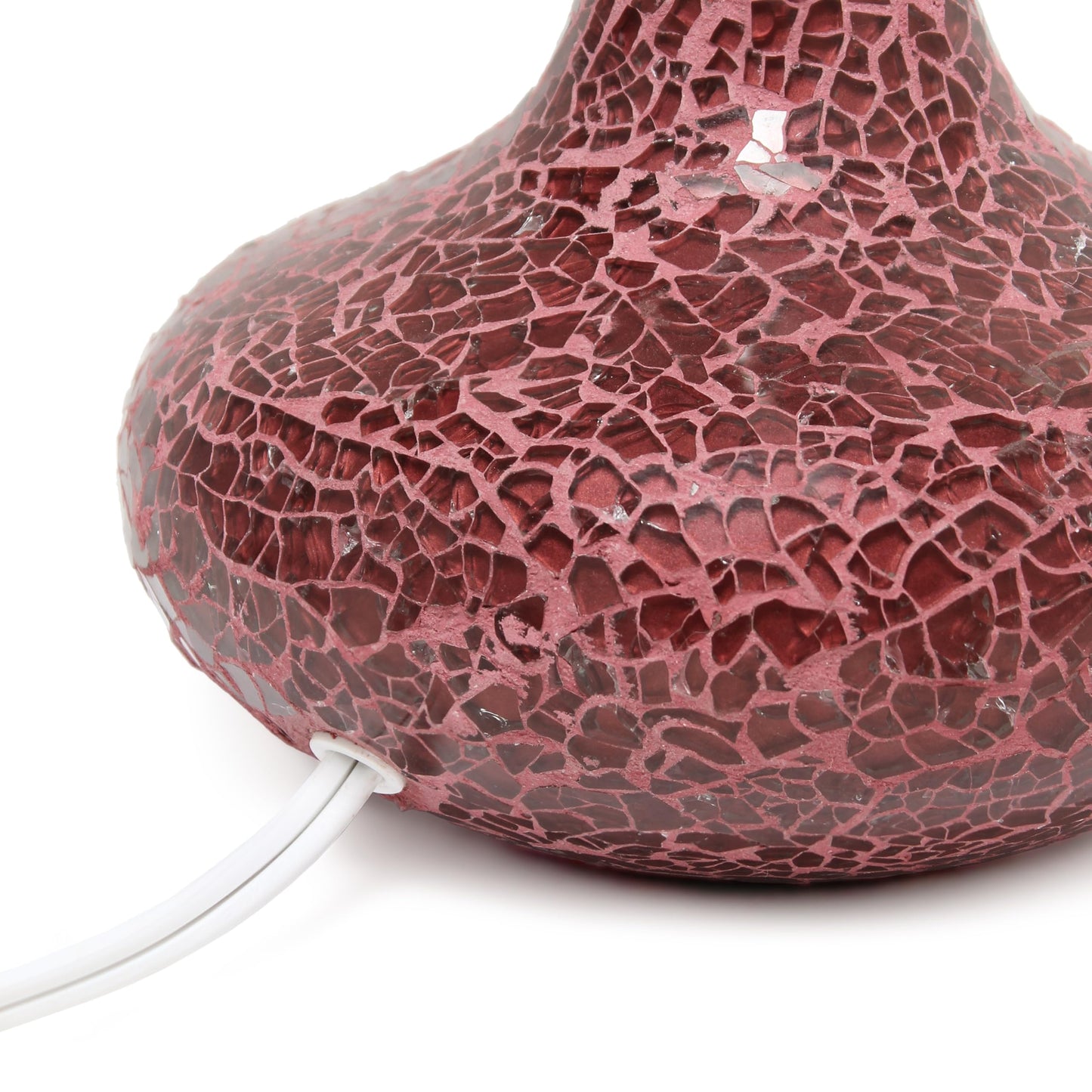 Simple Designs LT3039-RED-LB 14.17" Mosaic Tiled Glass Genie Table Lamp with LED Bulb, Red