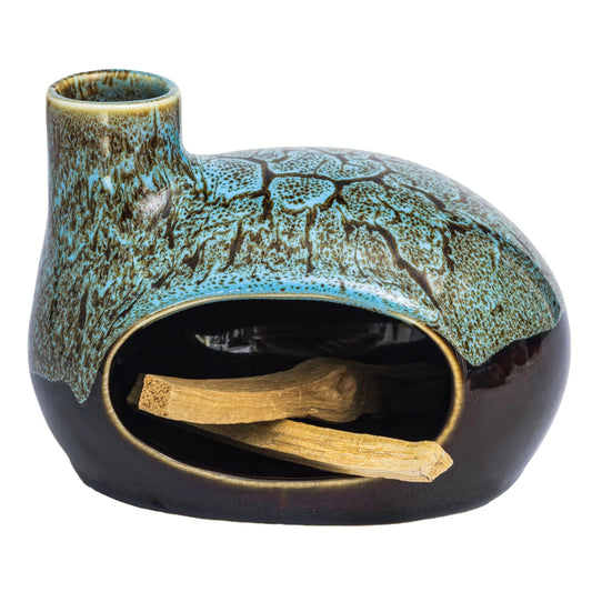 Aowdsye Palo Santo Holder Ceramic Incense Burner for Palo Santo Sticks, Cone and Sage Burning, Mini Chiminea Incense Burner Holder for Yoga Spa Aromatherapy Meditation, Home Office Decor (Color1)