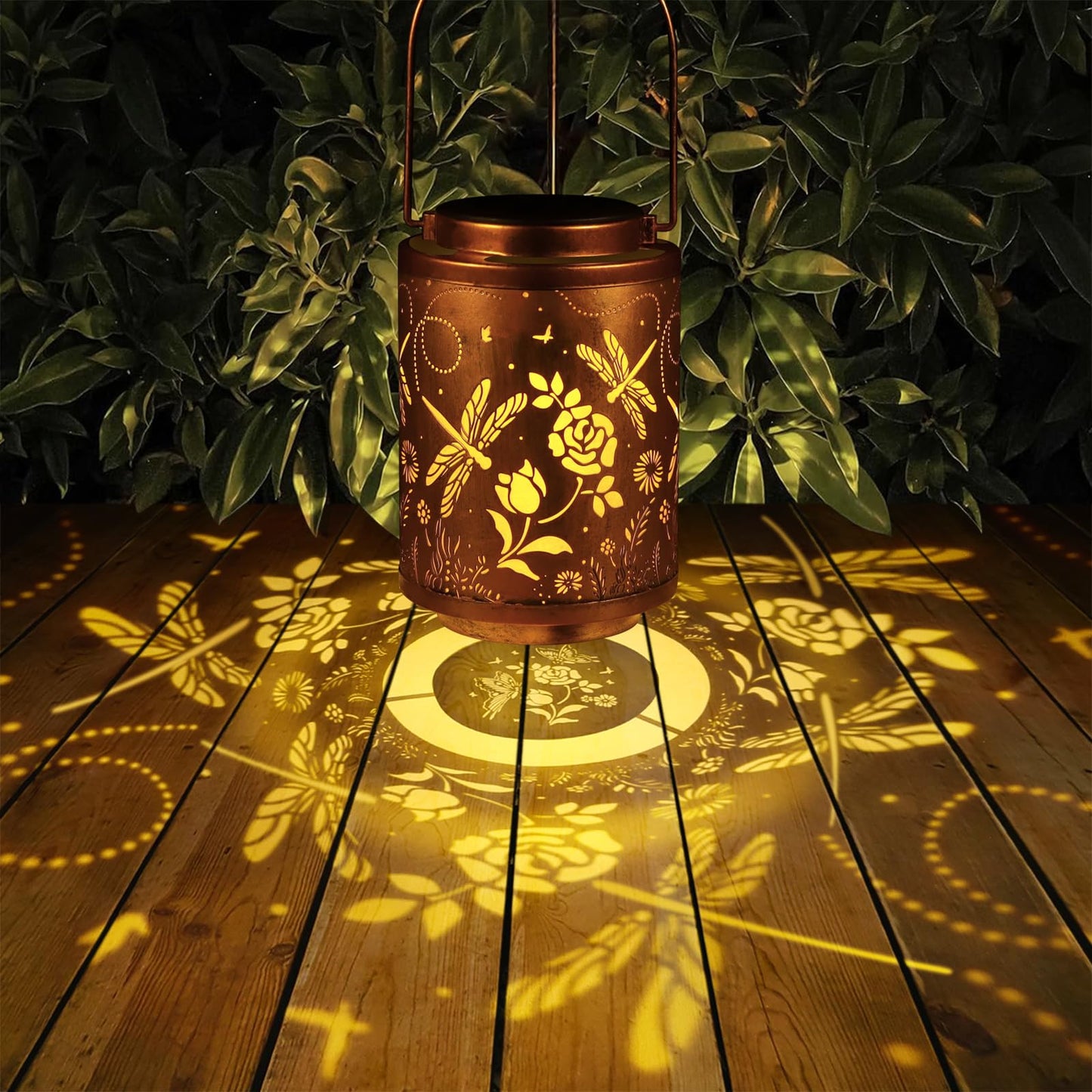 Solar Outdoor Lanterns, Dragonfly Garden Decor LED Light Hanging Waterproof Solar Lantern Birthday Gifts for Women Mon Grandma Sunflower Solar Lights Outdoor Decoration for Patio