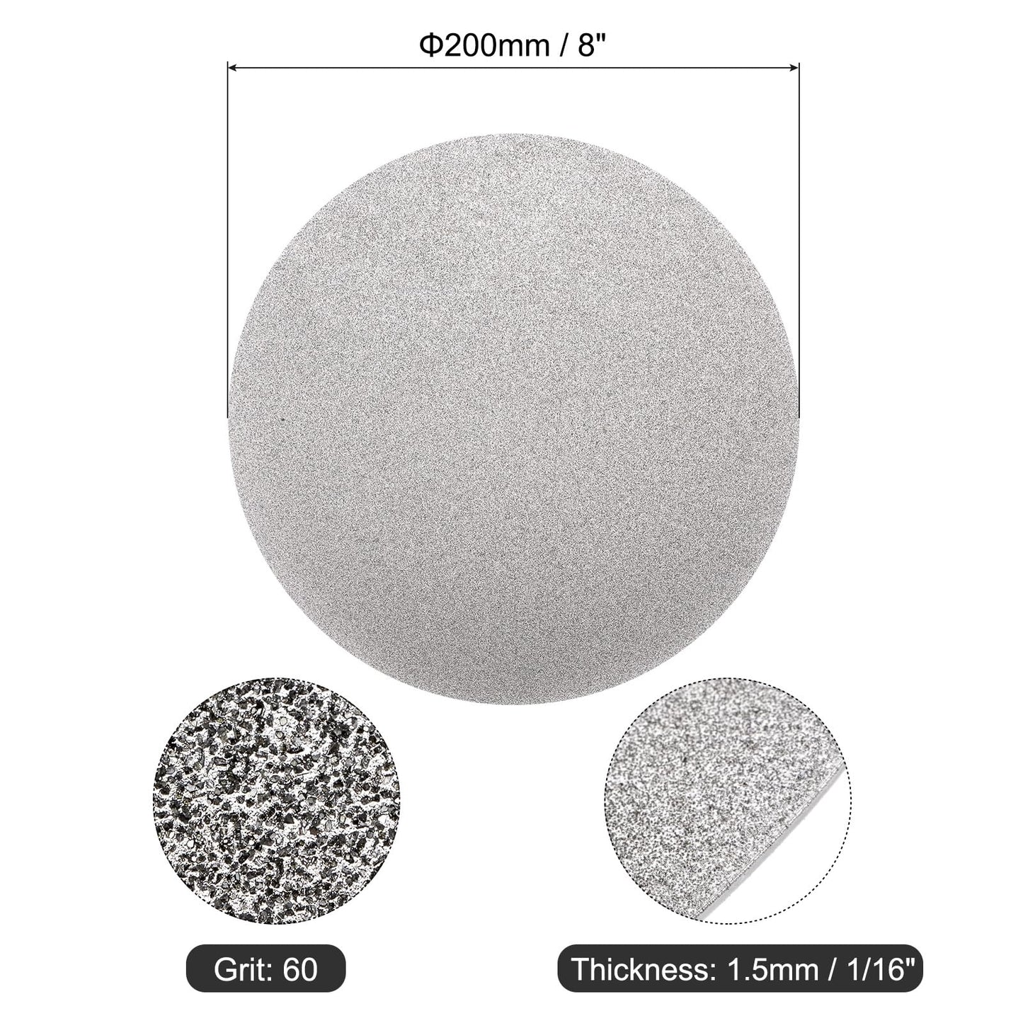 uxcell Diamond Sanding Grinding Disc, 8-Inch (200mm) Grit 60 No Center Hole, Flat Lap Disk Polishing Discs Abrasive Wheel for Gemstone Tile Porcelain Glass Stone Metal