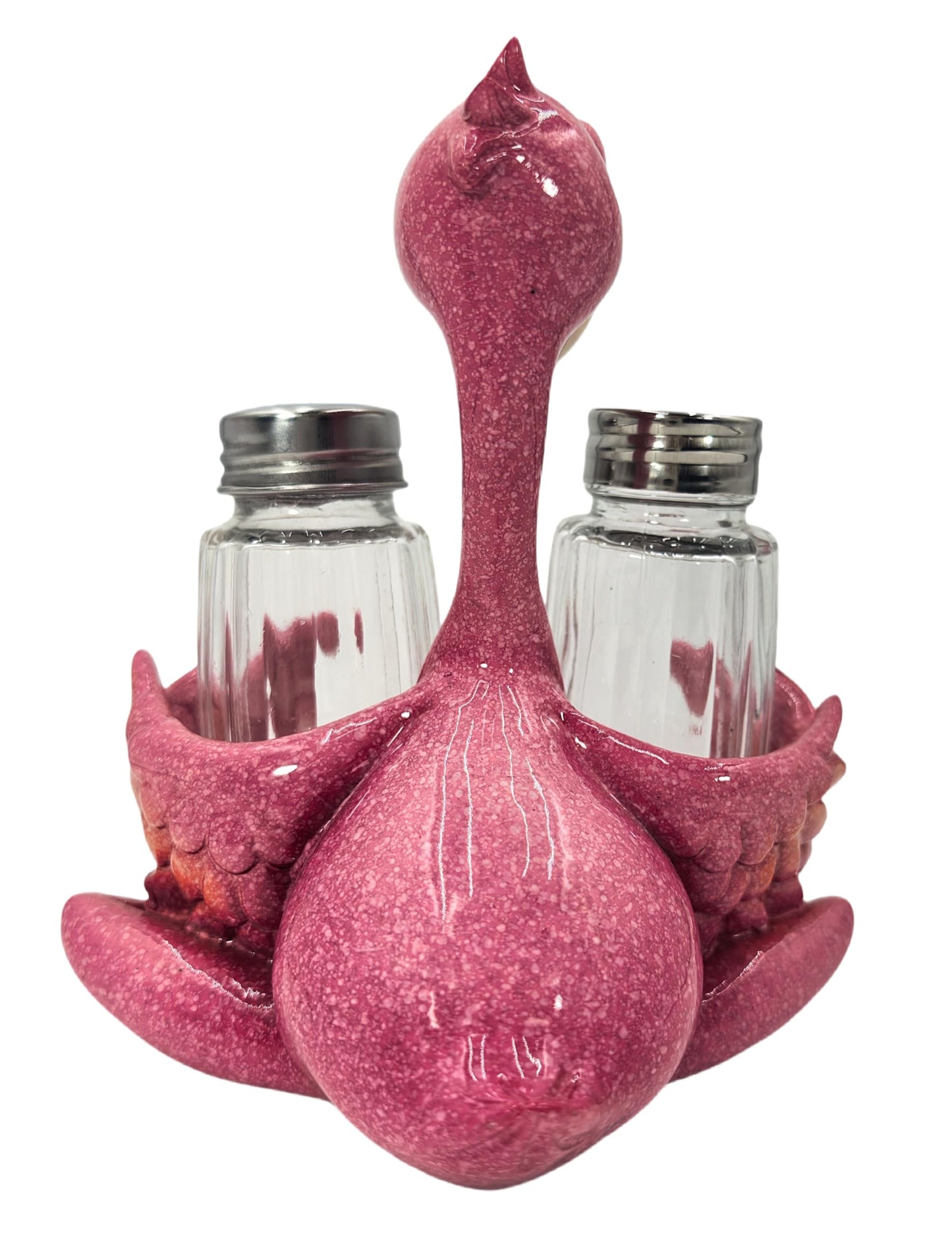 Decorative Flamingo Salt and Pepper Shaker Holder, Coastal Kitchen Decor (Flamingo)