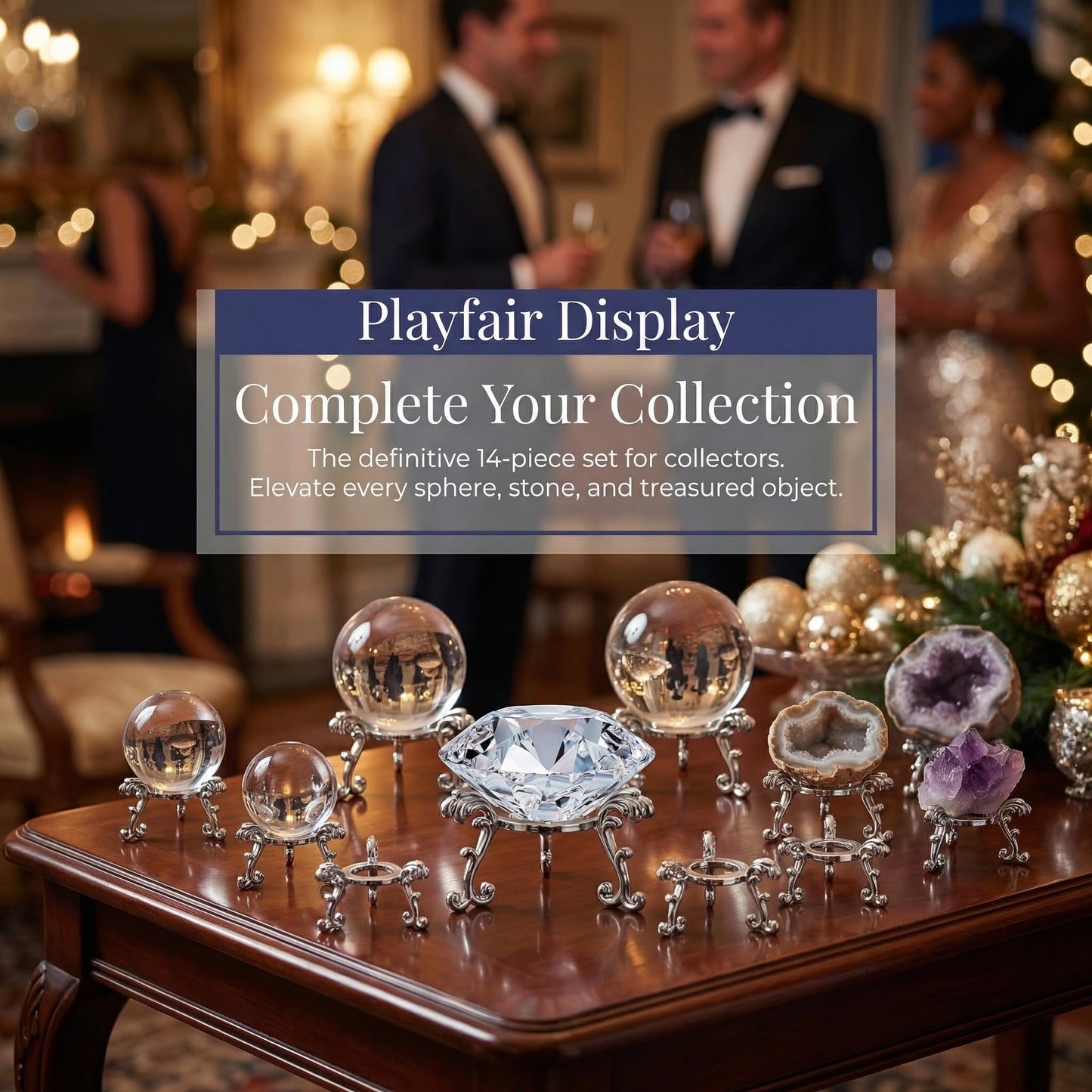 Jucoan 14 Pack Crystal Ball Stand, 2 Inch Small Metal Silver Sphere Holder Stand for Displaying 40-80mm Sphere Crystals Globe Balls Decorative Rock Stone Egg, Easter Egg Display Stand for Party