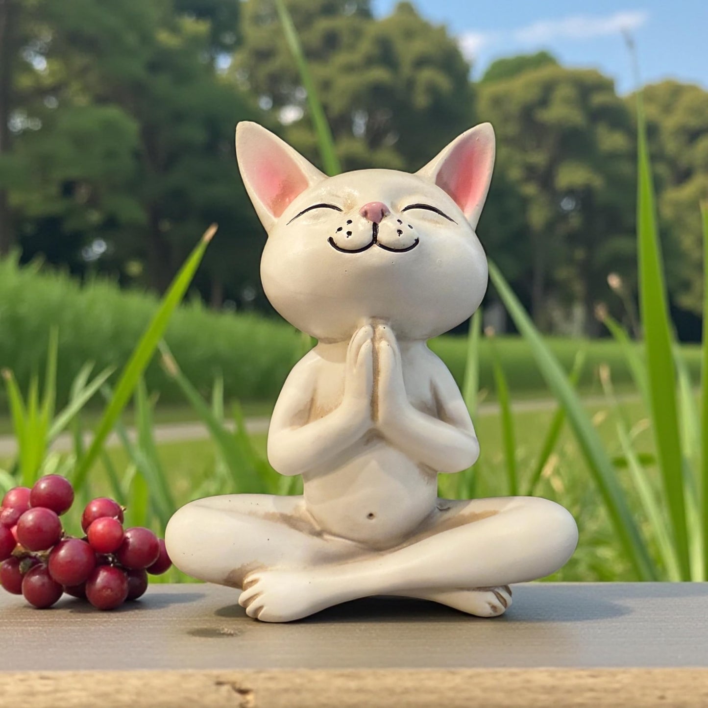 Top Brass Yoga Cat Figurine Statue – Meditating Praying Cat Desk Decor – Zen Home & Office Accent – Cute Resin Cat Sculpture for Shelf, Table or Gift – 5 Inch Mindful Cat Decor