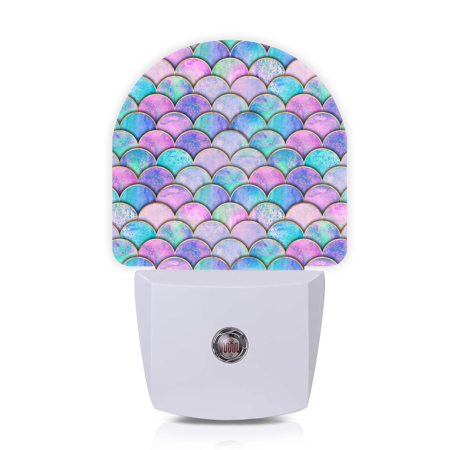 Axxitude Pink Mermaid Fish Scales Night Lights Plug into Wall for Girls Boys Room,Night Light LED Lamp Dusk to Dawn Sensor Round Lamp for Bedroom Bathroom Hallway Home Wall Decor