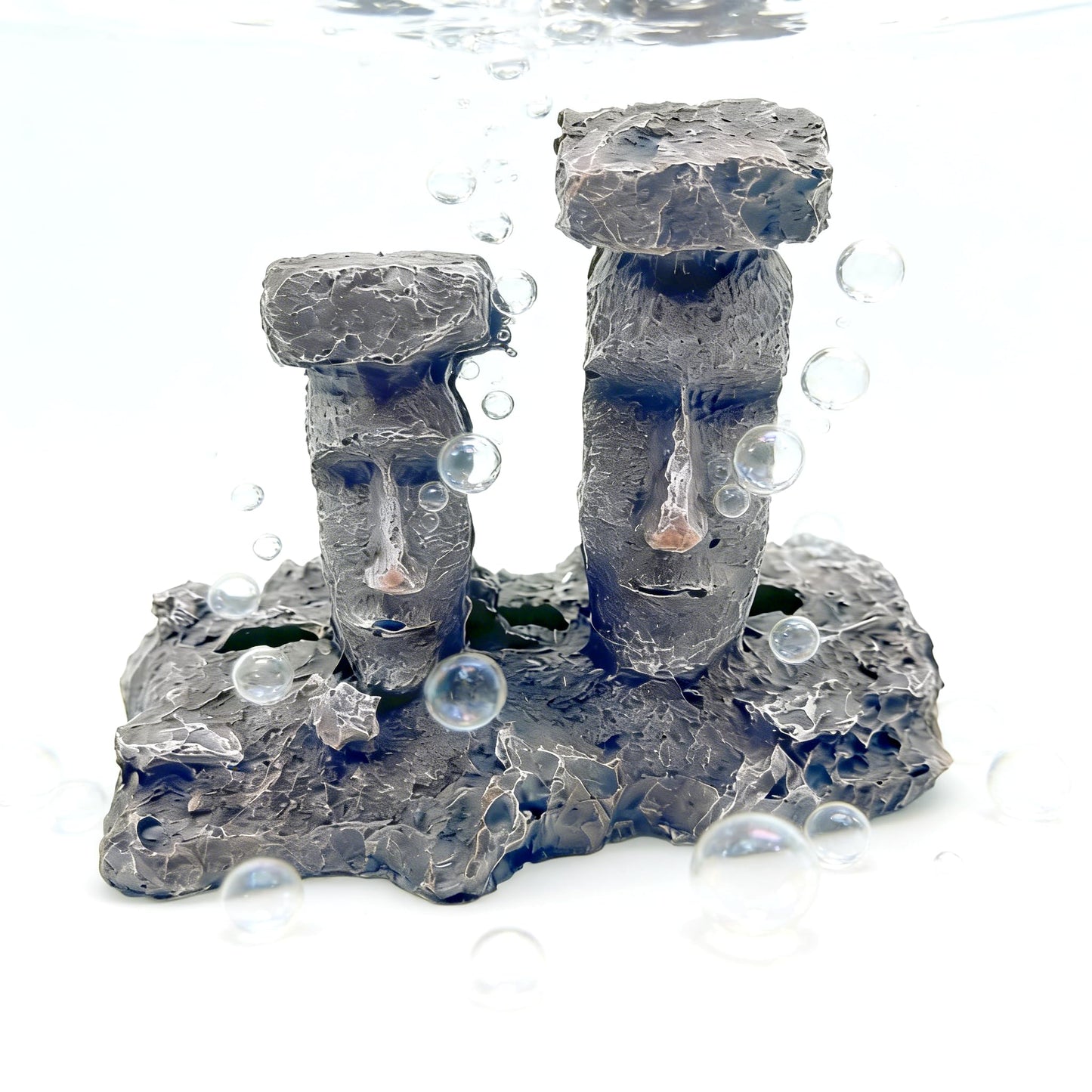 Alaviitsi Moai Statue Aquarium Air Stone Bubbler, Easter Island Resin Ornament, Fish Tank Oxygen Decor for Freshwater & Saltwater Tanks