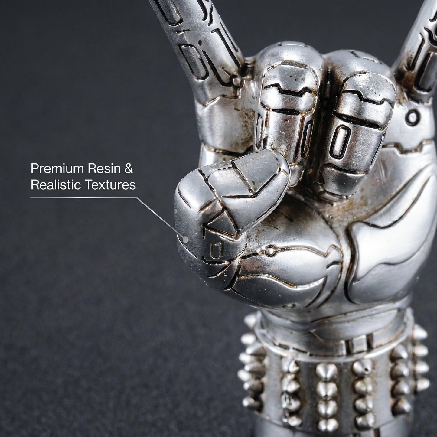 Brizoria Rock and Roll Decor Hand Sculpture Resin Statues Goth Room Decor Aesthetic Music Studio Decors for Bedroom Tabletop Desk Statue Shelf Art Sculptures Home Decors Mens Gift, Silver