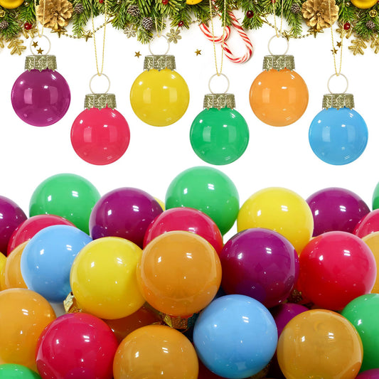 Tioncy 32 Pcs 1 Inch Mini Glass Christmas Ornaments Balls Shiny Christmas Balls Tiny Tree Hanging Decoration Small Colorful Ball Pendant for Xmas Party Supplies(Neon Color)