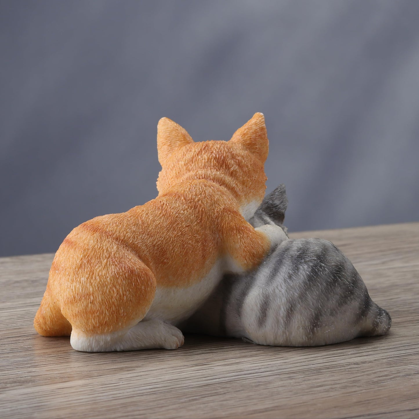 5.13 Inch Sleeping Tabby Kittens Decorative Figurine, Orange and Gray