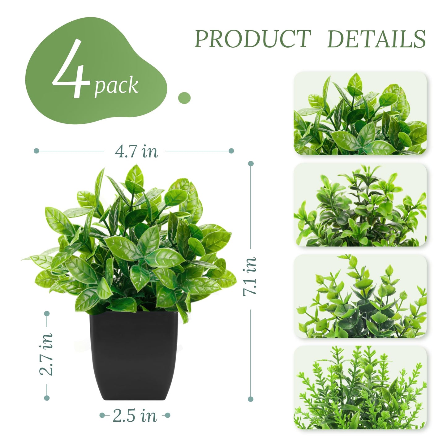 Der Rose Bundle of 2 Pack Fake Hanging Artificial Succulents Plants and 4 Pack Fake Mini Artificial Greenery Potted Plants for Halloween Decor