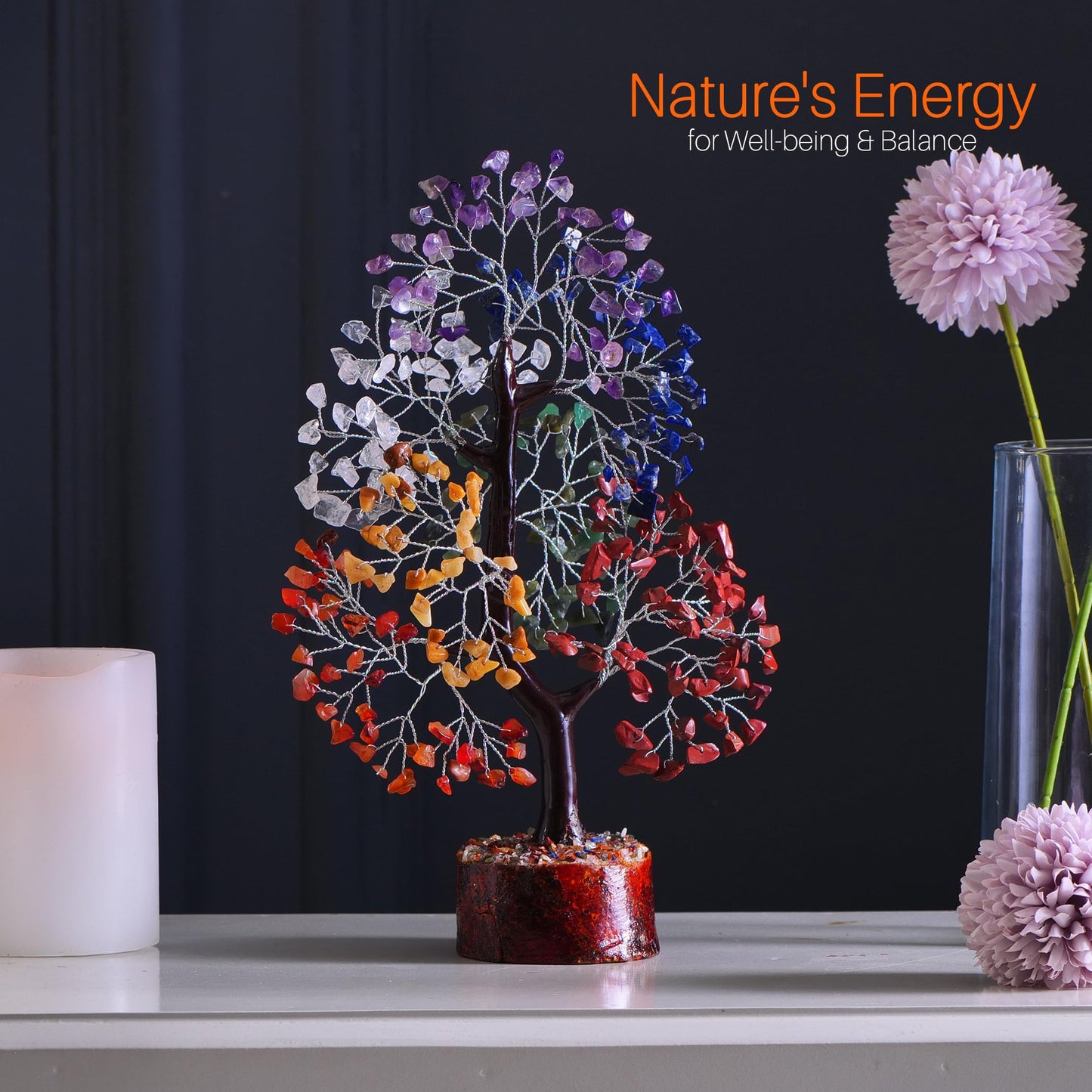 YUVDIPR Chakra Crystal Tree - Handmade Healing Crystal Tree with 7 Chakra Stones - Decorative Trees of Life for Meditation, Feng Shui, and Home Decor - Unique Birthday Gifts for Women