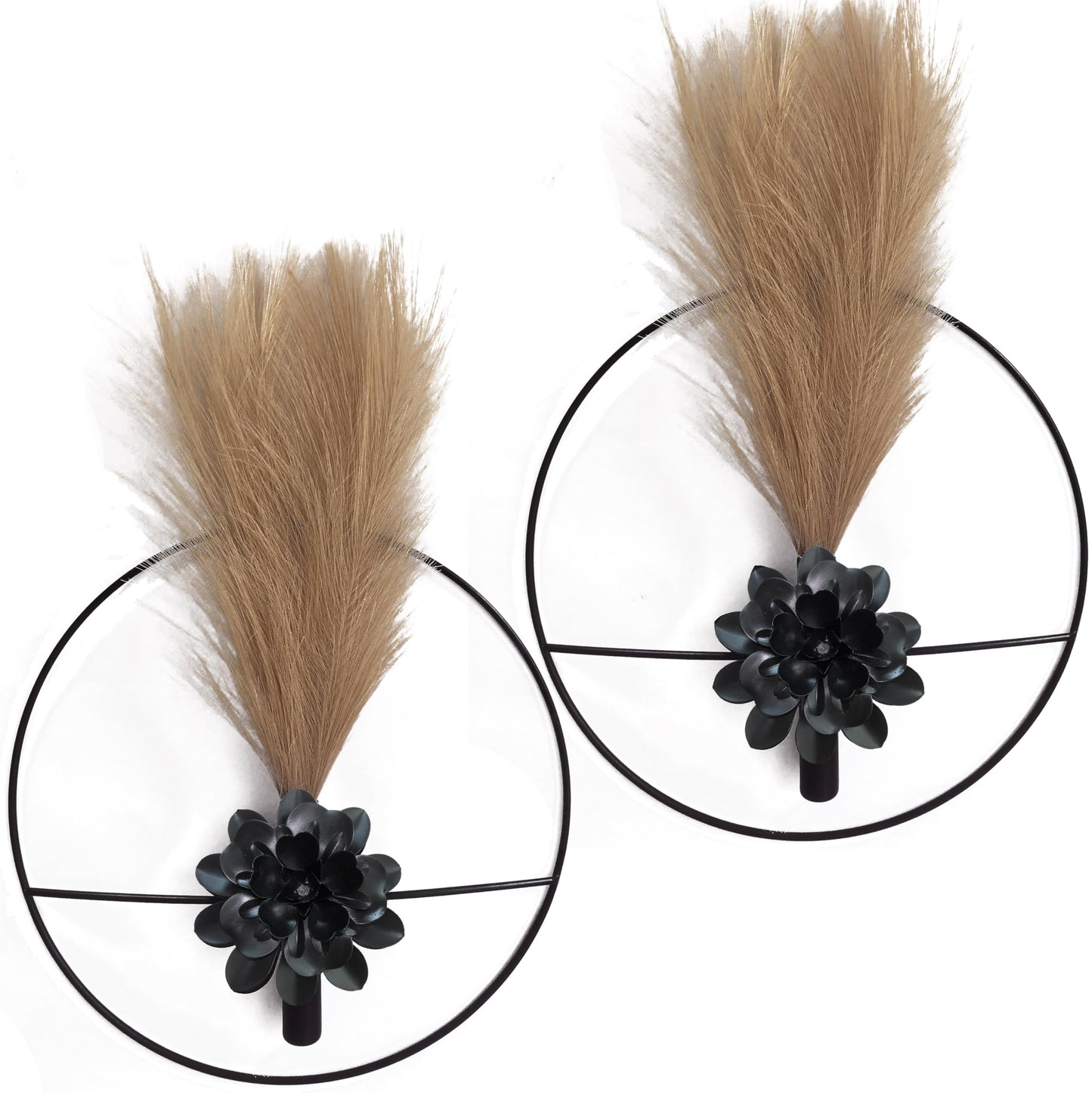 Metal Plants Wall Hanging Decor; Wall-Mounted Plants Wall; Plant Wall Decor; Metal Wall Hanging Vase for Living Room, Bedroom, Bathroom, Dining Room, Plant Wall-Mounted Decor (Black Large Flower)