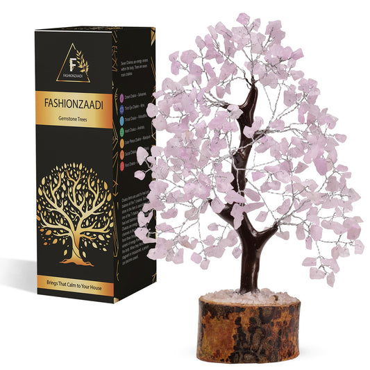 FASHIONZAADI Rose Quartz Crystal Tree of Life for Women Office Decor, Good Luck, Money, Meditation, Positivity, Handmade Healing Crystal Stones Bonsai Tree Spiritual Birthday Gifts for Women