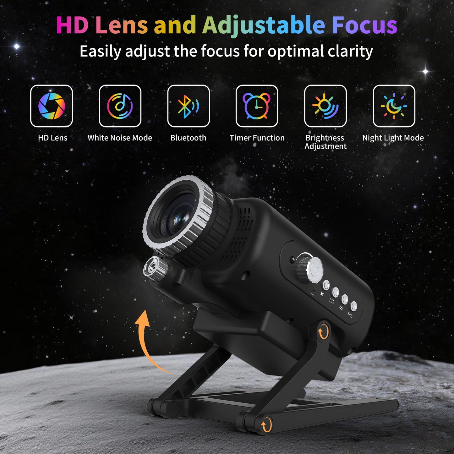 FlyLily 3D Galaxy Projector, Dynamic Star Projector with White Noise & Bluetooth Speaker, 60 Scenes Night Light Projector for Bedroom Decor, Ideal Gift for Kids Adults Birthday Christmas
