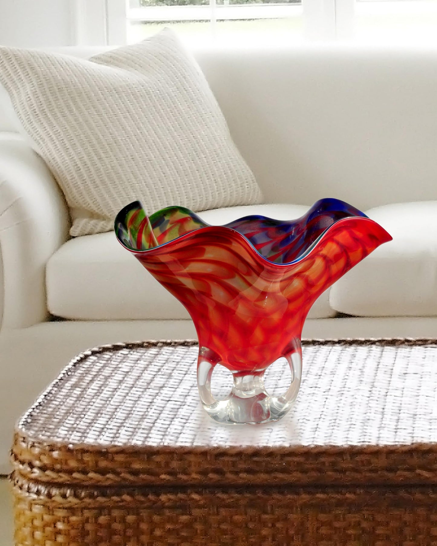 Dale Tiffany AV12392 Cinnabar Wave Art Glass Vase
