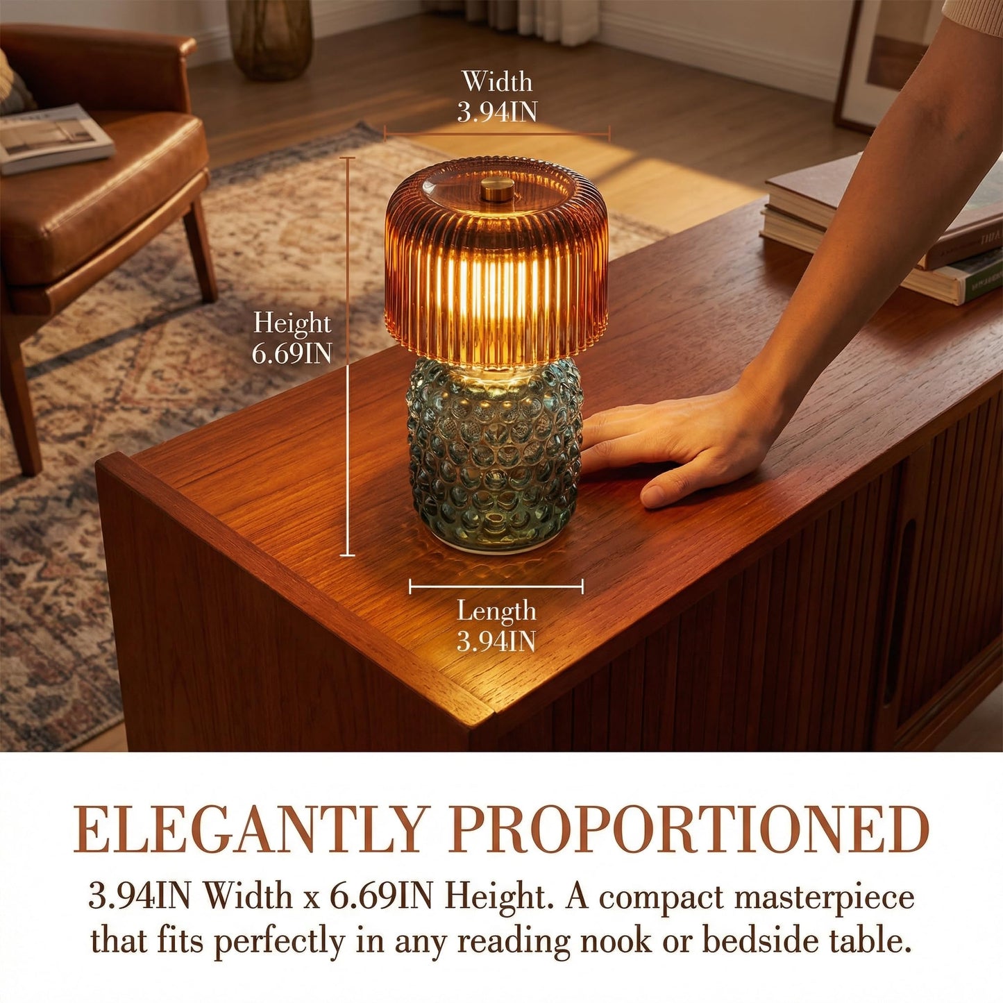 XSSDPDC Battery Operated Table Lamp with Timer, Cordless Glass LED Night Light, Decorative Small Lamp for Bedroom Nightstand Living Room Entryway Stairway